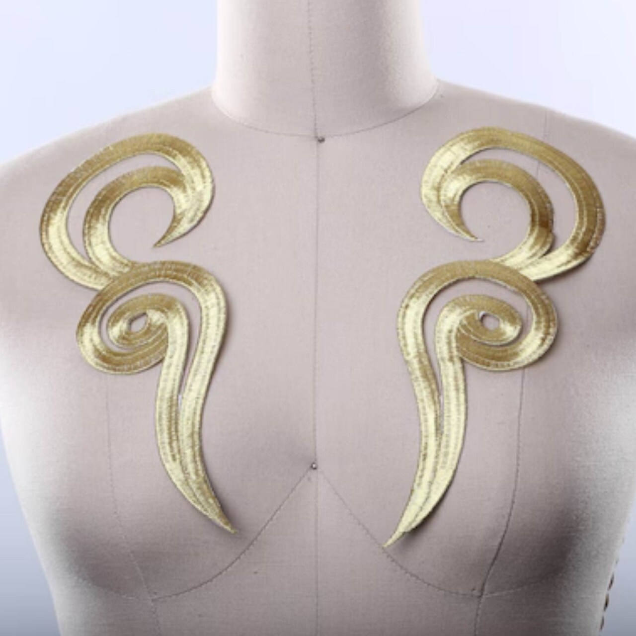 2 Piece Gold Iron On Mirror Applique Set for Dance Costumes and Gowns